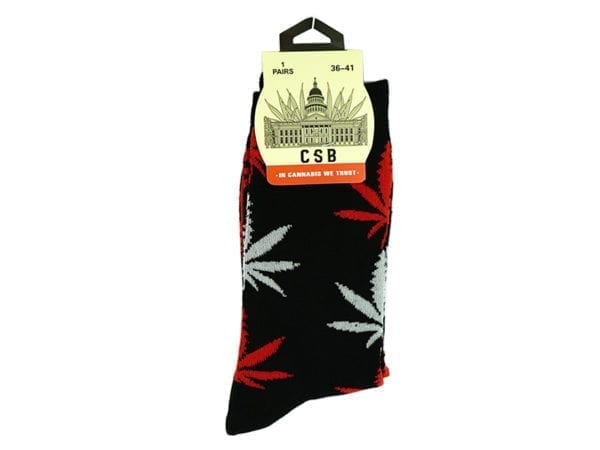 Cannabis Socks Black Grey and Red 36-41