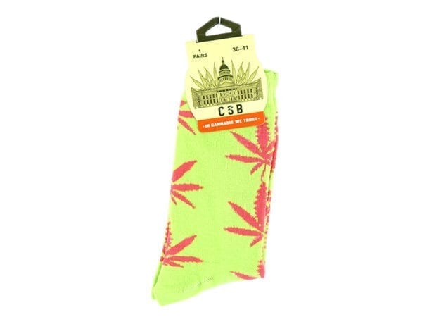 Cannabis Socks Luminous Yellow and Pink 36-41