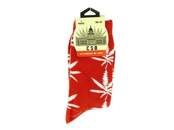 Cannabis Socks Red and White 36-41