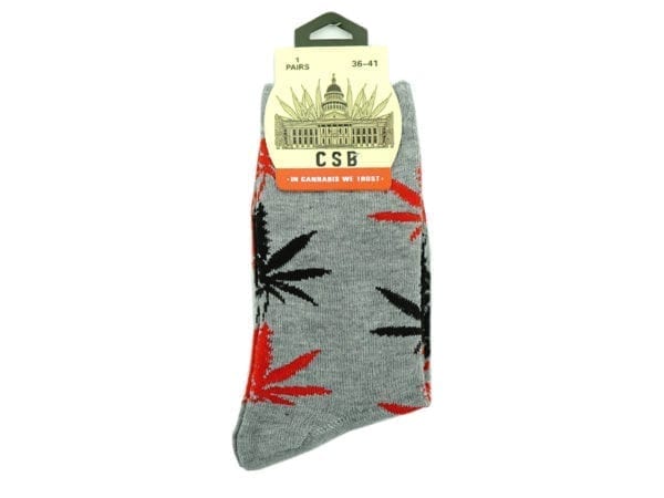 Cannabis Socks Grey Red and Black 36-41