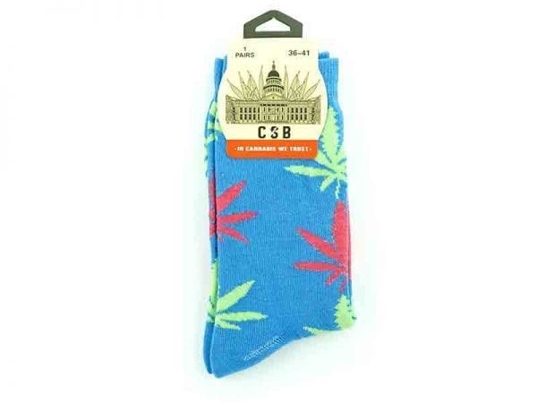 Cannabis Socks Blue Green and Pink 36-41