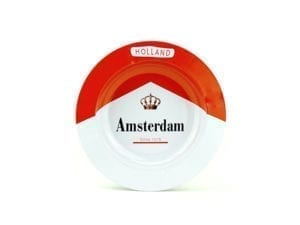 Metal Ashtray Amsterdam Red/White