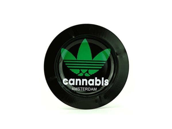 Metal Ashtray Cannabis Black