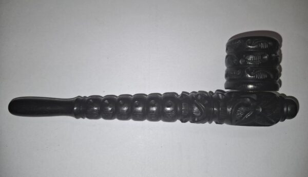 Wooden Pipe Carved 6" Black